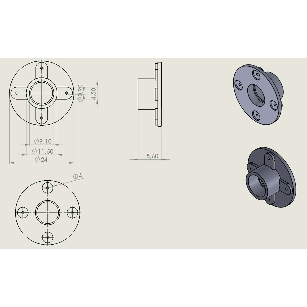 FLANGED TOP CASTING (4 HOLES)